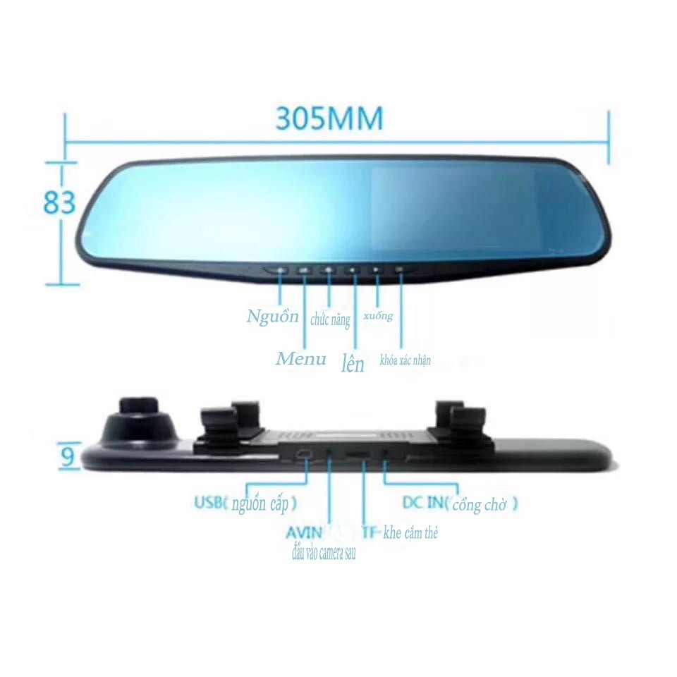 [Tặng camera lùi]Camera hành trình ô tô Gương (4.3inch)Vehicle Blackbox FullHD 1080,hỗ trợ tiếng việt-thesshop | BigBuy360 - bigbuy360.vn