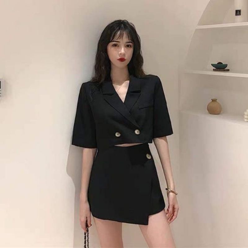 Set vest đen tiểu thư