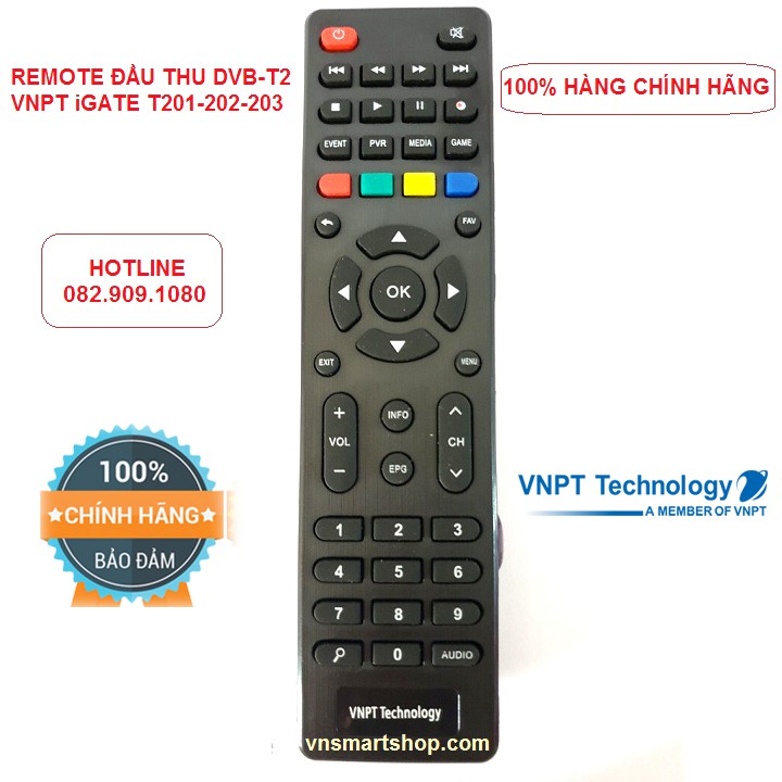 Điều khiển Đầu thu DVB-T2 iGate Chính hãng VNPT. Remote dùng cho các model Đầu thu iGate T201, T202, T203