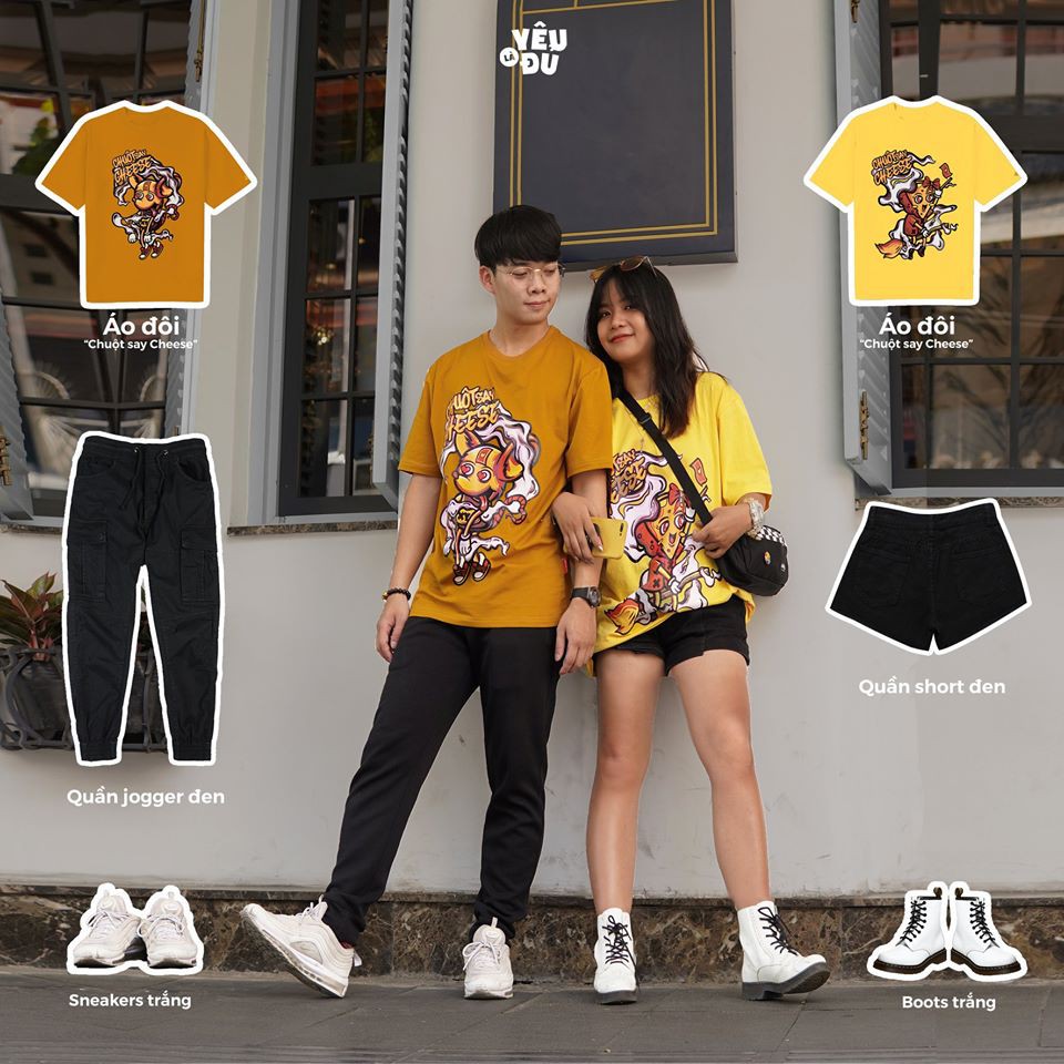 Áo thun cotton dành cho couple: Chuột Say Cheese - YÊU LÀ ĐỦ | BigBuy360 - bigbuy360.vn
