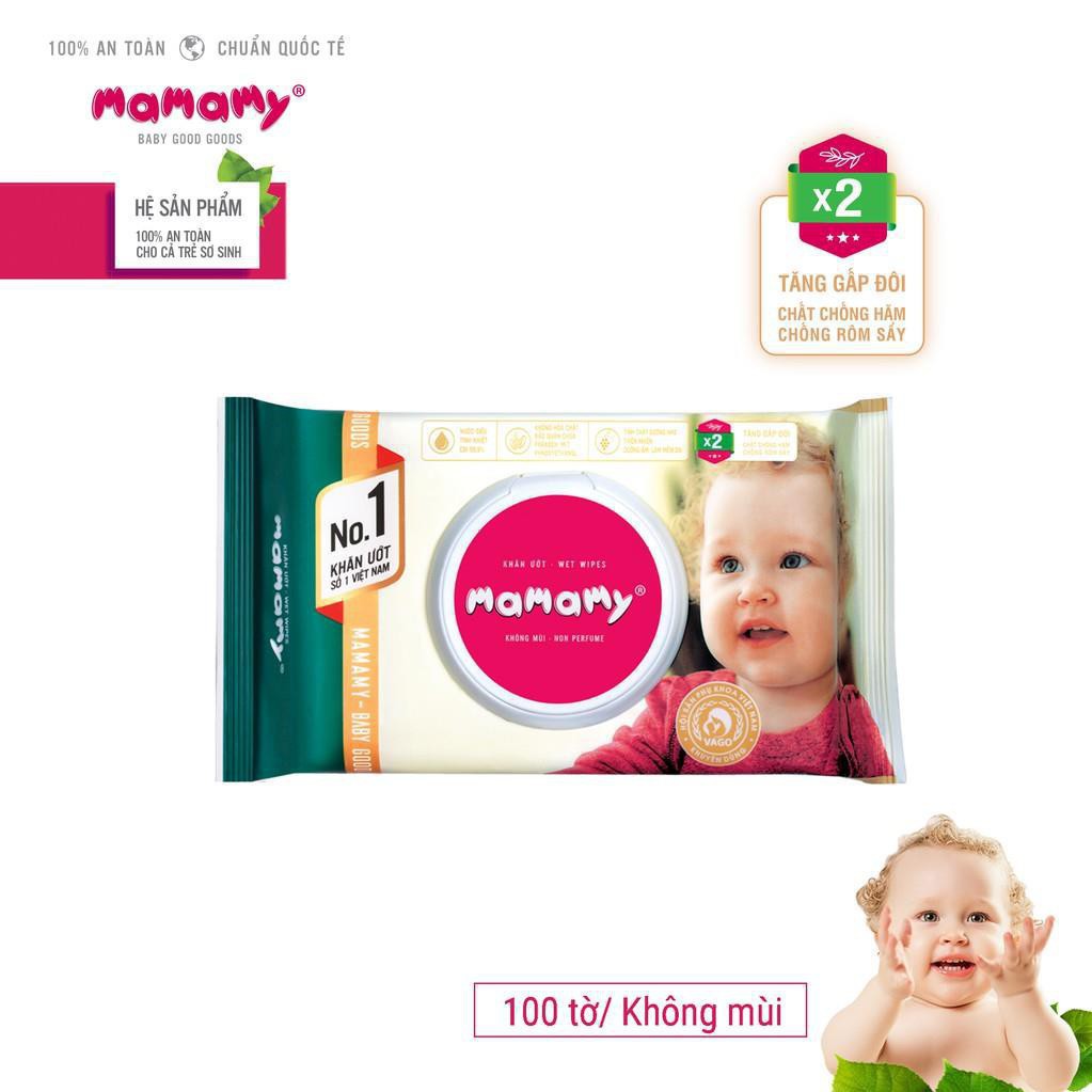 Combo 3 gói khăn ướt Mamamy 100 tờ, nắp không mùi, không chặn giấy