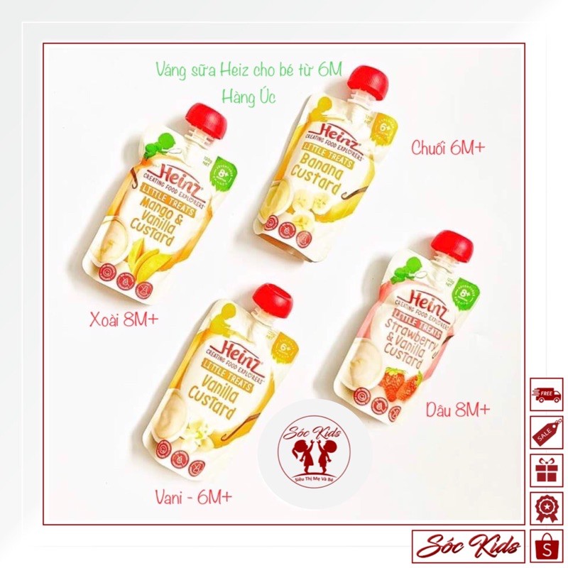 Váng sữa Heinz Custard Úc 120ml Dạng Gói Cho Bé Ăn Dặm