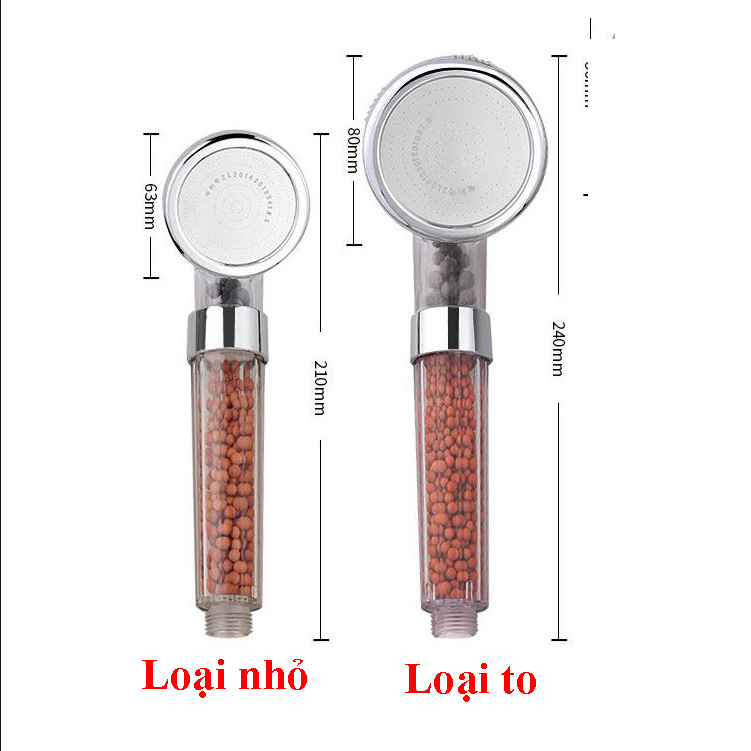 Vòi hoa sen tăng áp loại to 7.7cm có hạt nano lọc khuẩn lọc nước, tay sen tăng áp lọc khuẩn to siêu bền