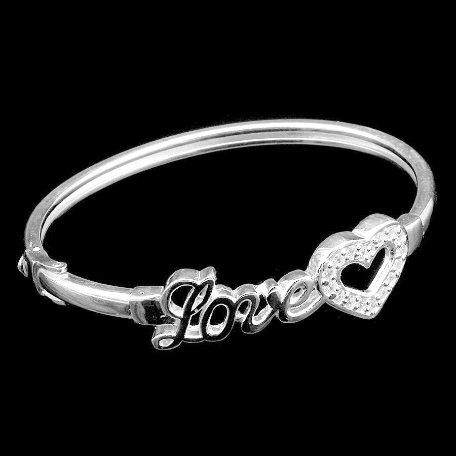 Vòng tay nữ BẠC HIỂU MINH LTU408 dạng kiềng họa tiết chữ LOVE