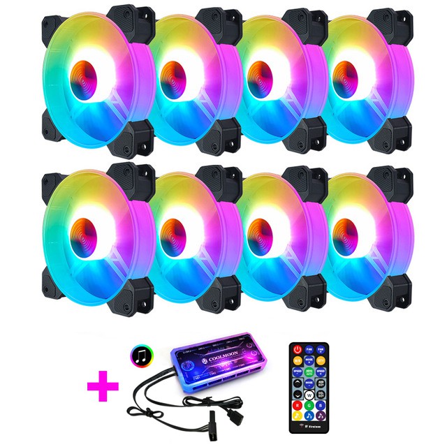 Bộ 2, 3, 4, 5, 6, 7, 8 Quạt Tản Nhiệt, Fan Case Coolmoon Y1 Led RGB - Kèm Bộ Hub Sync Main, Đổi Màu Theo Nhạc