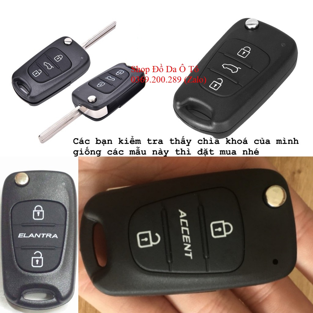 [Free ship] Bao Da Chìa Khoá Hyundai i20, i30, Accent, Elantrachìa gập bằng da bò, nhiều mầu sắc