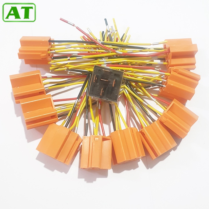 Combo 10 Rắc Cắm Rơ Le 4 Chân, 5 Chân, Đế Rơ Le Màu Cam