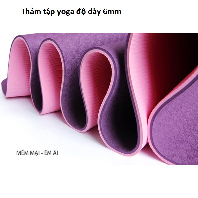 Thảm tập Yoga chống trượt FREESHIP định tuyến 6mm 8mm cao su 2 lớp cao cấp thấm mồ hôi