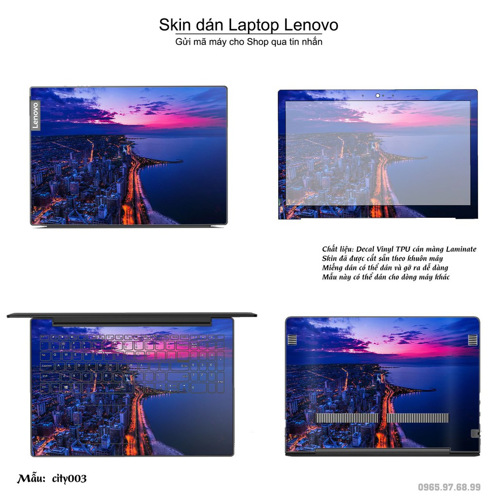 Skin dán Laptop Lenovo in hình thành phố (inbox mã máy cho Shop)