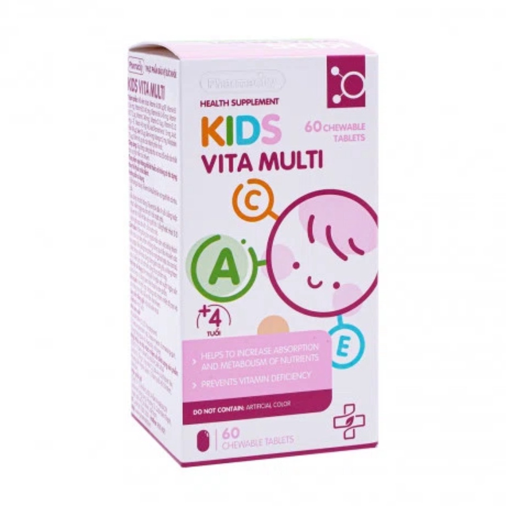 Viên nhai hỗ trợ bổ sung vitamin và khoáng chất dành cho bé Kids Vita Multi Pharmacity (Hộp 60 viên)