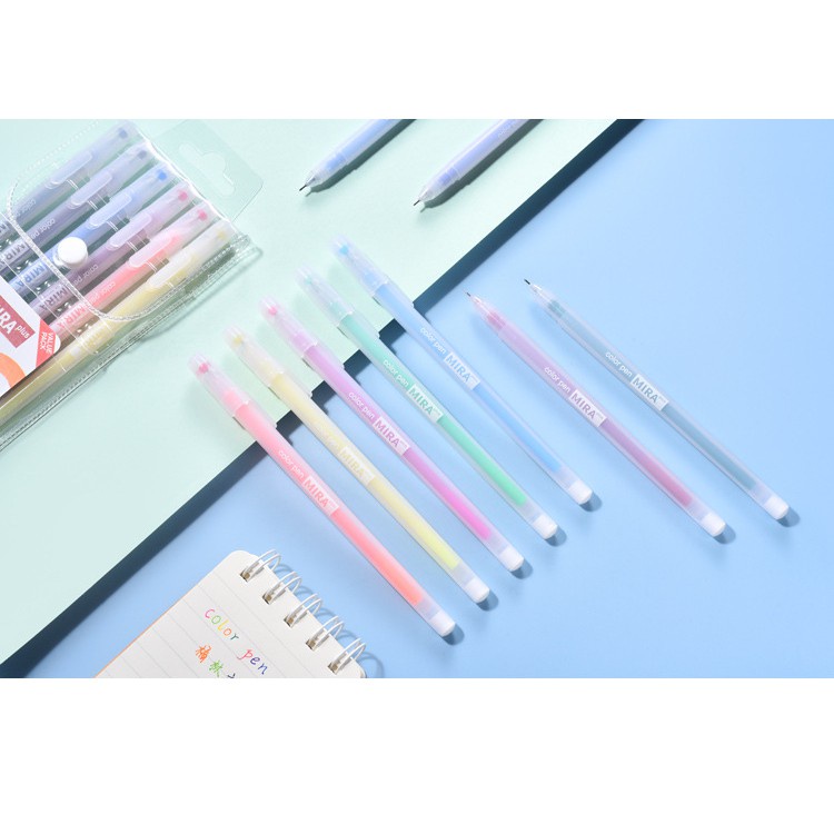 Set 12 bút mực gel Mira Full màu VPP Tuệ Minh nét 0.5mm cho học sinh và văn phòng tiện lợi