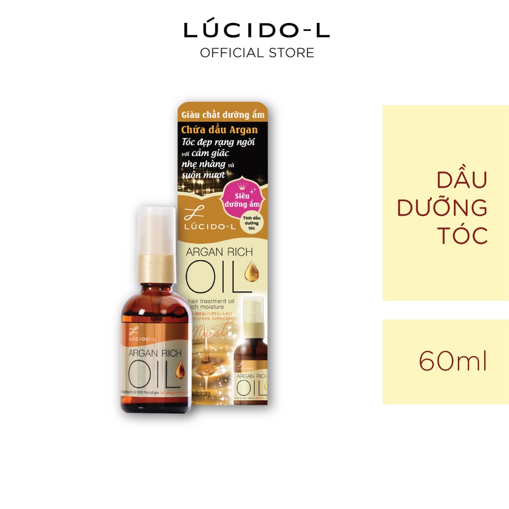 Tinh Dầu Dưỡng Tóc cho tóc khô cứng LÚCIDO-L Hair Treatment Oil Rich Moisture N 60ml