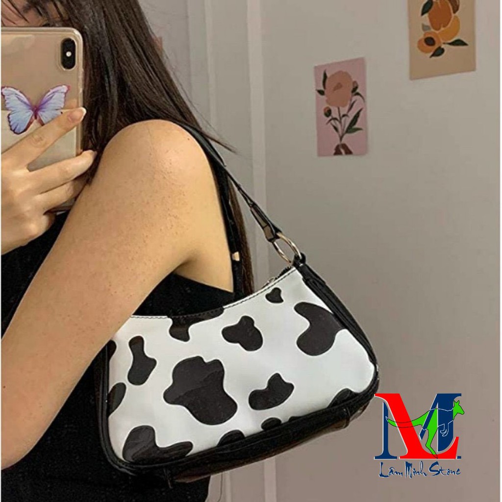 [Mã FAMAYWA2 giảm 10k đơn từ 50k] Túi kẹp nách, đeo vai da PU hình vân da bò sữa thời trang cho nữ SPB 159
