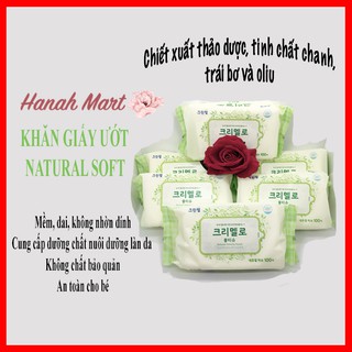 Hàng Hàn chất - Khăn giấy ướt thảo dược Natural Herbal (100 tờ)