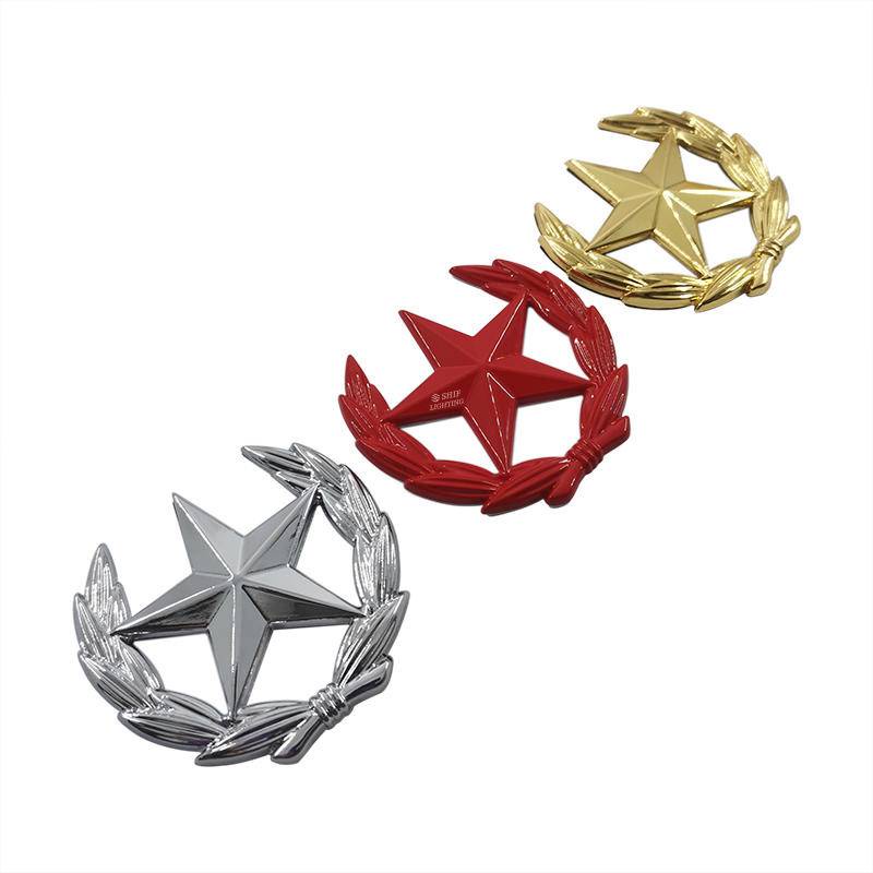 Miếng dán logo hình ngôi sao bằng kim loại trang trí ô tô