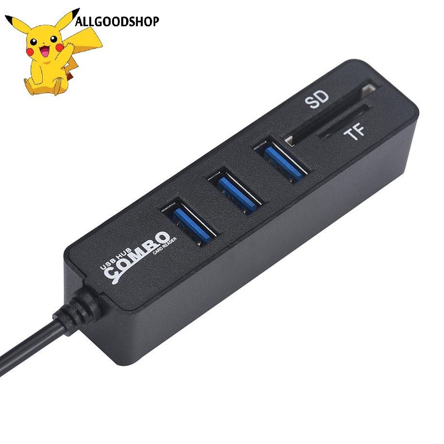 Hub chia 3 cổng USB - Tích hợp đầu đọc thẻ tiện dụng - Bộ chia đầu USB 2.0