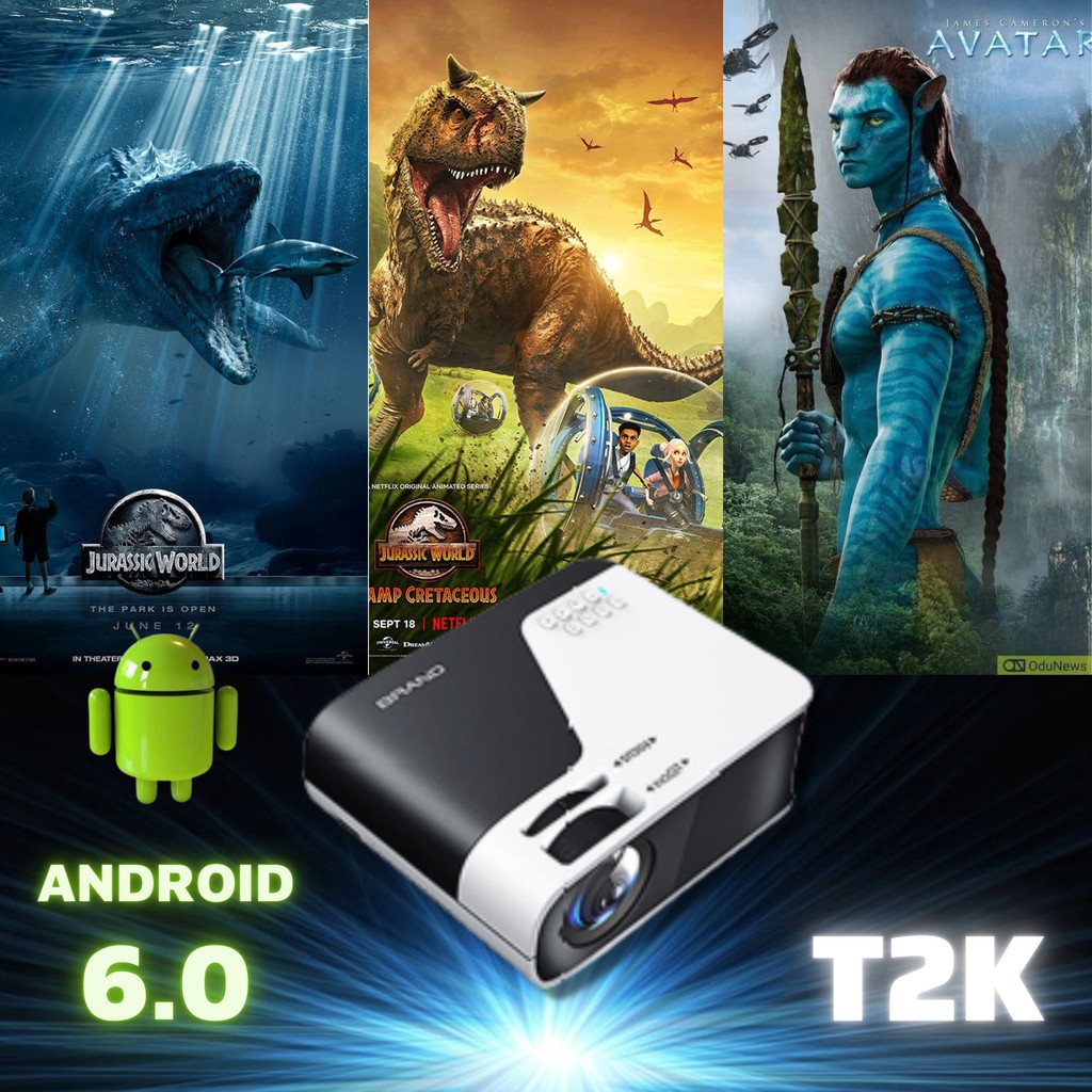 Máy chiếu Khủng Long Xanh T2K PRO tích hợp Android, Youtub, Netflix, Facebook, HDMI kết nối với laptop hỗ trợ FullHD. | BigBuy360 - bigbuy360.vn