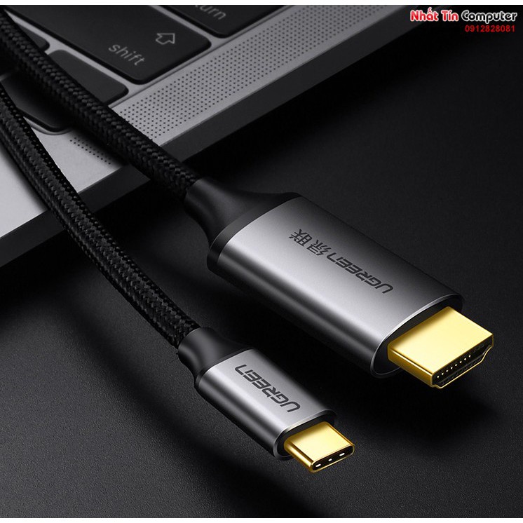 Cáp USB Type-C to HDMI hỗ trợ 4K,3D dài 1,5m chính hãng Ugreen 50570 cao cấp