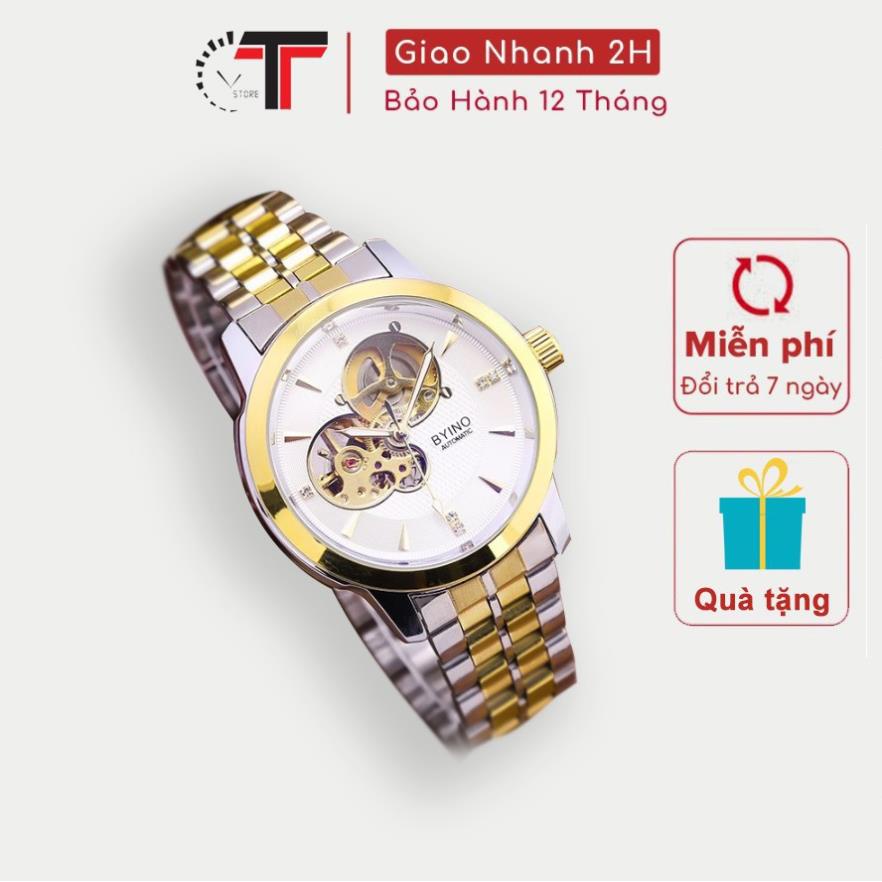 Đồng Hồ Cơ Nam BYINO Lộ Tim Cơ - Chống nước - Chống Xước - Bảo hành 12 tháng kèm Thẻ BH