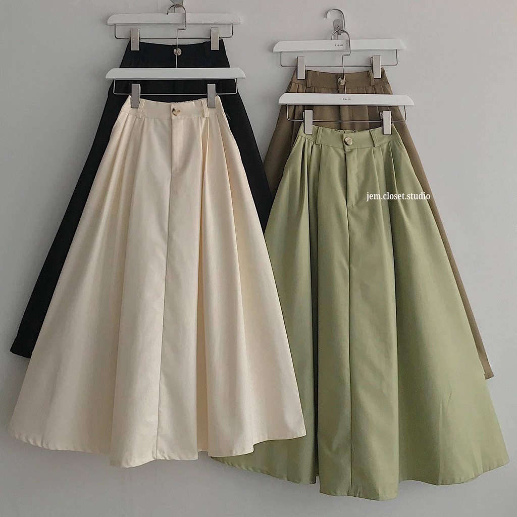 Chân váy chữ A SKALE vải thô Chân váy dài trẻ trung năng động Jem Closet Studio 3404