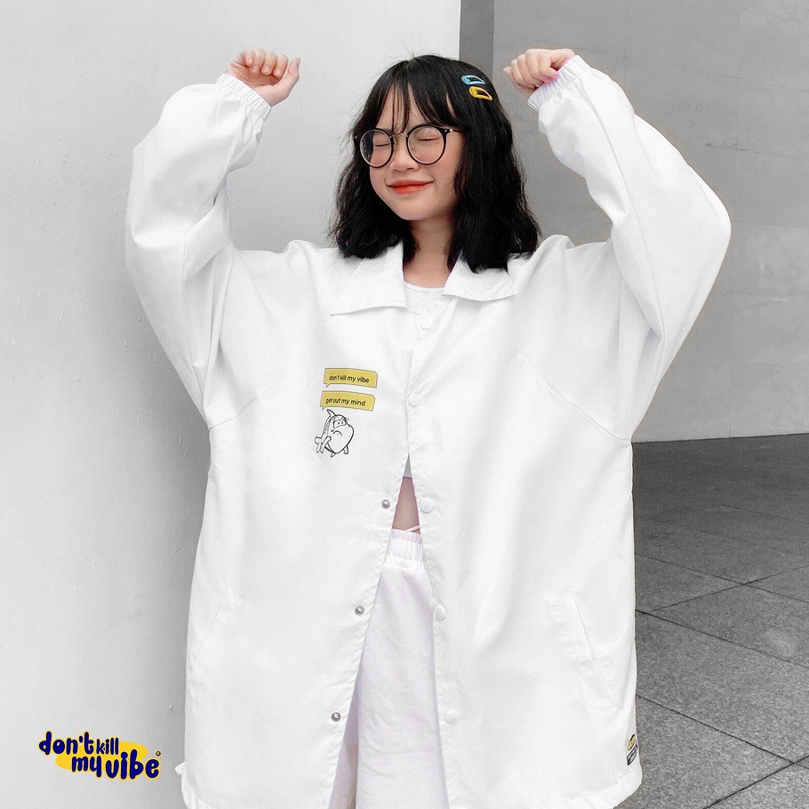 Áo khoác nữ Don't Kill My Vibe vải dù màu trắng, form rộng có hình in - Empty Jacket | BigBuy360 - bigbuy360.vn