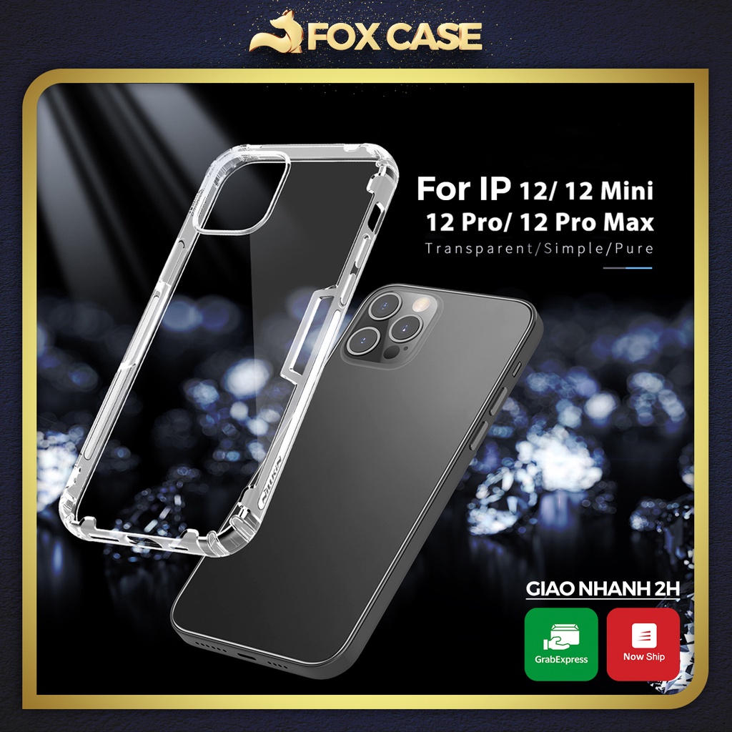 Ốp lưng iP 12, 12 Mini, 12 Pro, 12 Pro Max NILLKIN Nature TPU dẻo trong suốt, chống sốc, chống bám vân - Fox Case