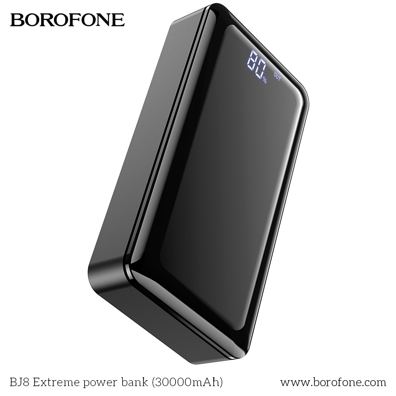 Pin sạc dự phòng 30000mAh BOROFONE BJ8 đèn LED hiển thị, 2 cổng ra 2A - Chính hãng