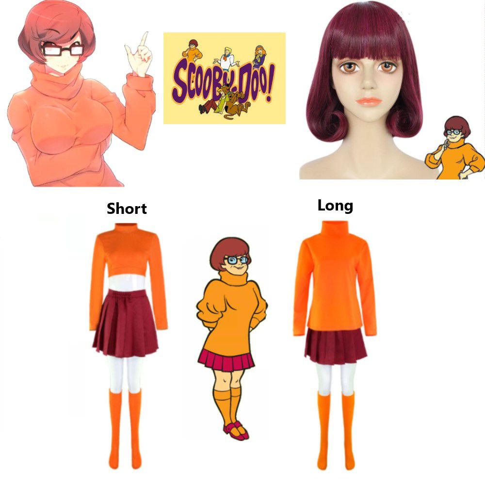 New Scooby-Doo Velma Cosplay Costume Movie Character Uniform Halloween Costume for Women Girls