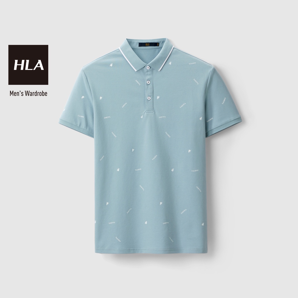 HLA - Áo Thun Polo Nam Phối Chữ English Letters Printed POLO Shirt