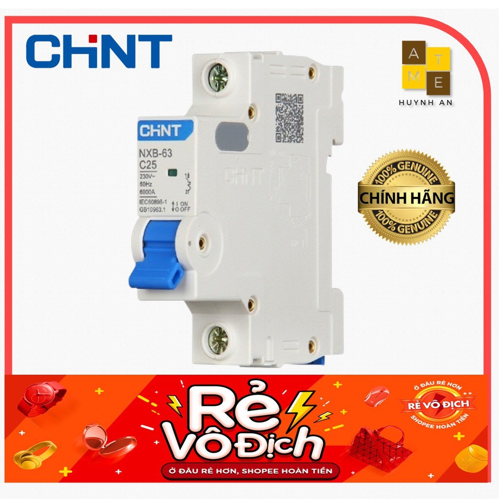 Cầu dao MCB NXB-63 1P 1A, 2A,6A, 10A, 16A, 25A, 32A, 40A, 50A, 63A, dòng cắt 6kA, Hãng CHINT (Hàng chính hãng xuất khẩu)