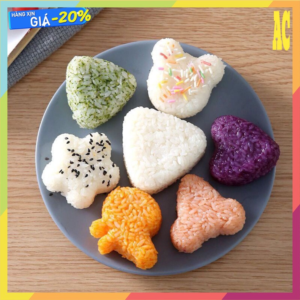 [FREESHIP_50K] Sét 7 Khuôn Làm Cơm, Khuôn Ép Cơm Onigiri Kiểu Nhật Cho Bé Ăn Ngon Miệng