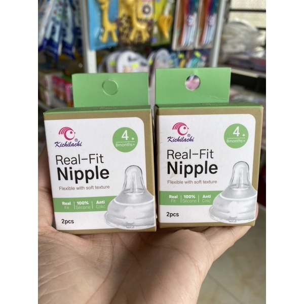 Núm Ti Bình Sữa Kichilachi Cổ Rộng Siêu Mềm Vừa Bình Moyuum