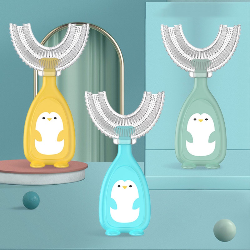 Bàn Chải Đánh Răng Silicone Hình Chữ U Cho Bé 2-12 Tuổi