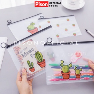 Túi zip Xương rồng khoen tròn Pison đựng đồ dùng cá nhân 21*17cm – HB004 – 1 cái
