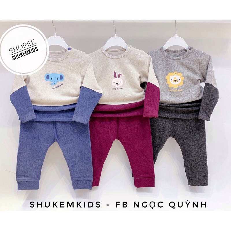 Little love Bộ cộc tay zalang phối hình xinh hè mát cho bé trai gái