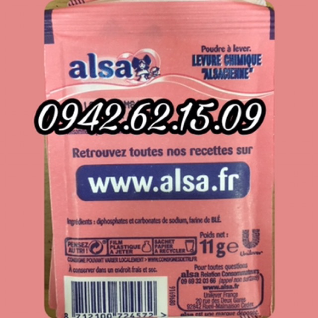 Bột nổi hồng Alsa gói 11 gram chính hãng