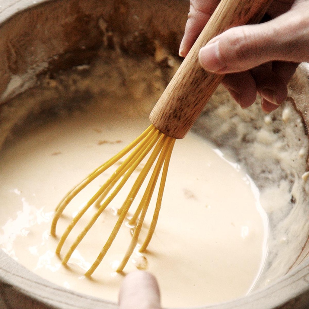 JARRED Dụng Cụ Đánh Trứng Bằng Silicone Tay Cầm Gỗ Tiện Dụng