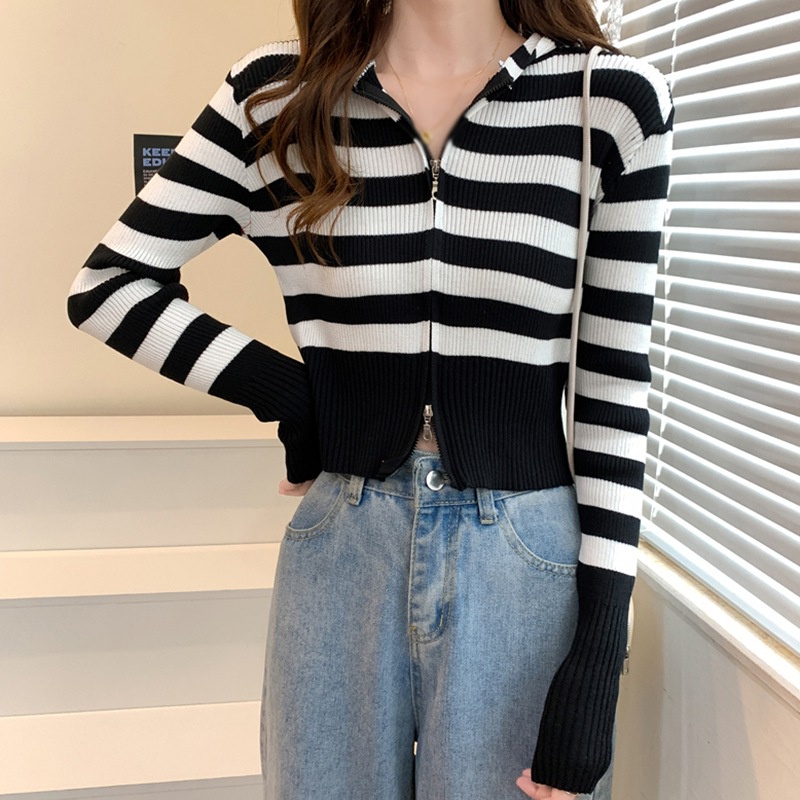 Áo croptop tay dài có khóa kéo dáng rộng thoải mái thời trang sành điệu cho nữ