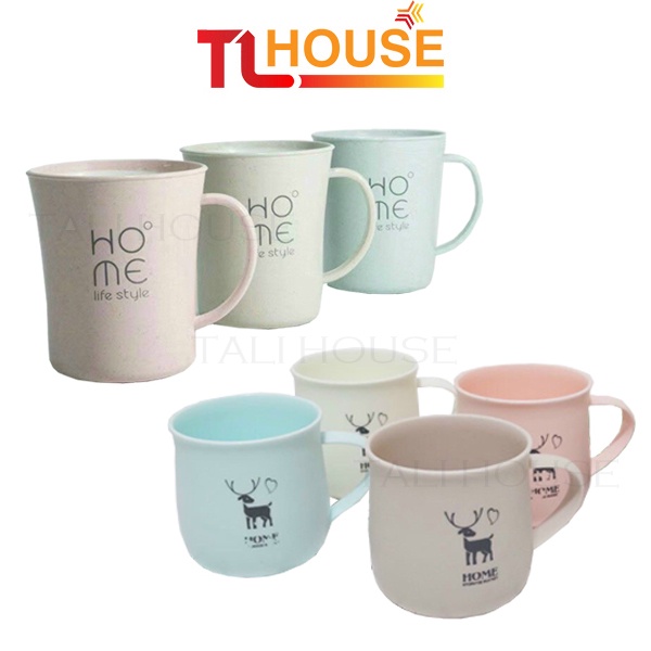 Cốc đánh răng lúa mạch HOME cao cấp, cốc nhựa uống nước, trà, cà phê – TALI HOUSE