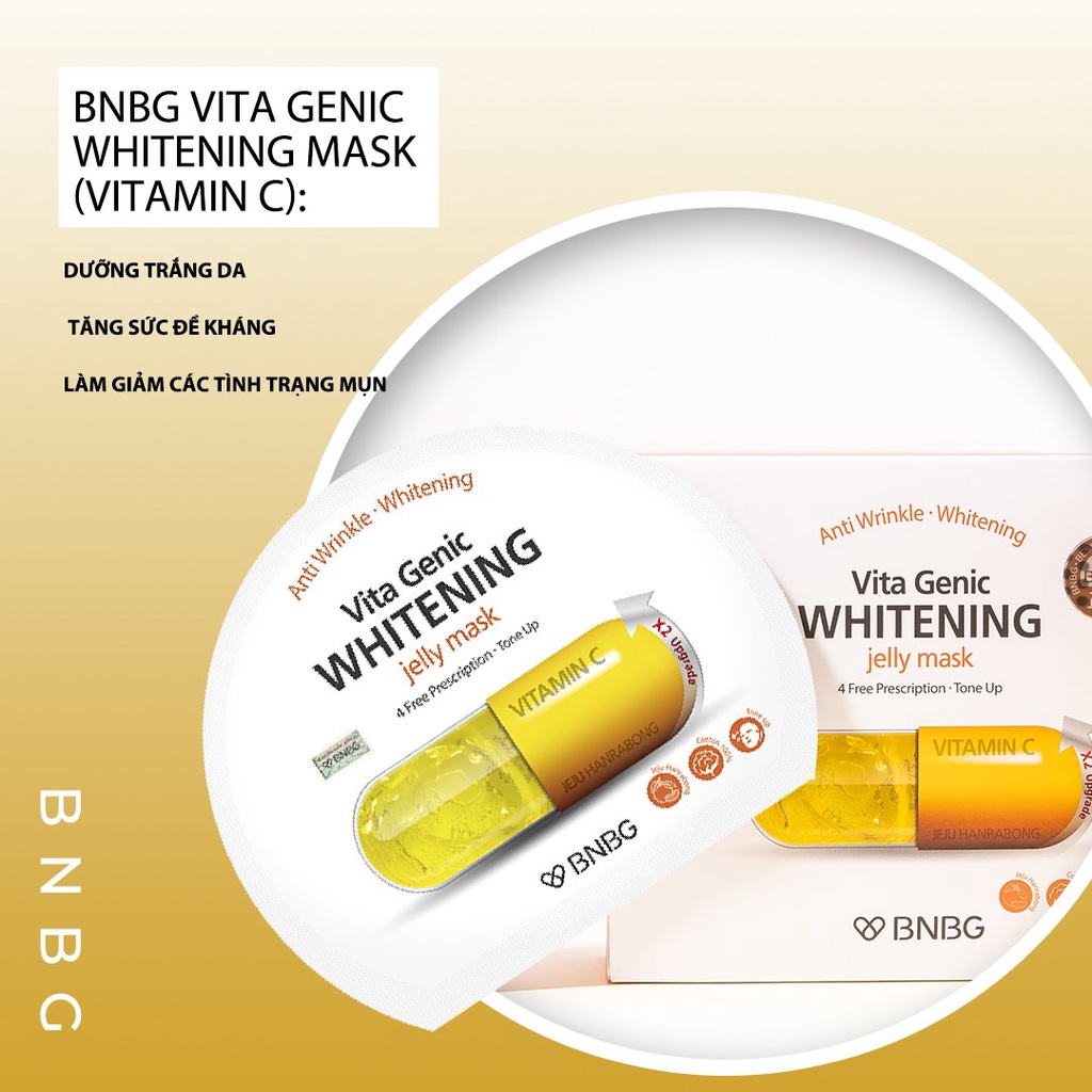 Mặt Nạ dưỡng trắng da và làm đều màu da BNBG Whitening Jelly Mask 30ml - Vitamin C