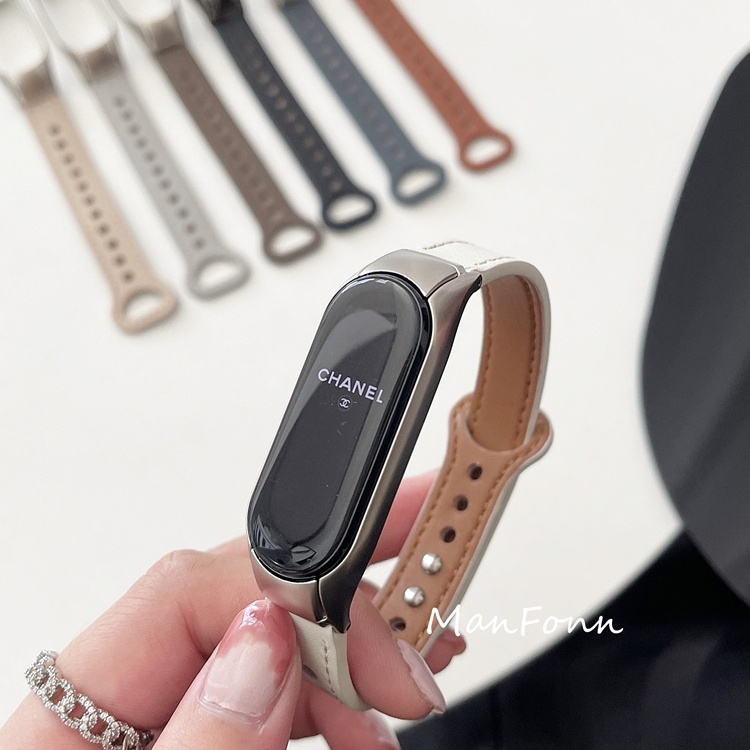 Dây đeo bằng da thời trang cho vòng đeo tay Xiaomi Mi Band 6 5 4 3 Mi Band 5