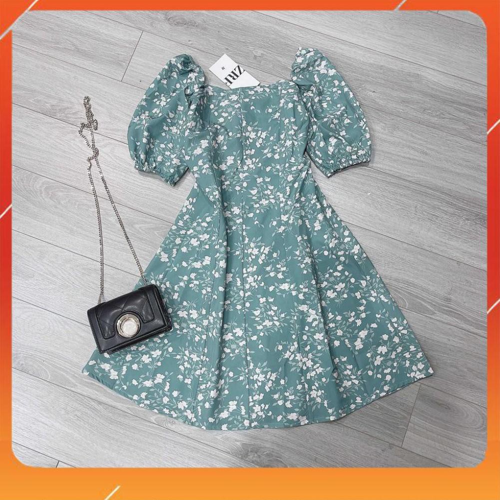 Đầm Chữ A Xanh Hoa Nhí Hở Lưng Siêu Hot Hit | BigBuy360 - bigbuy360.vn