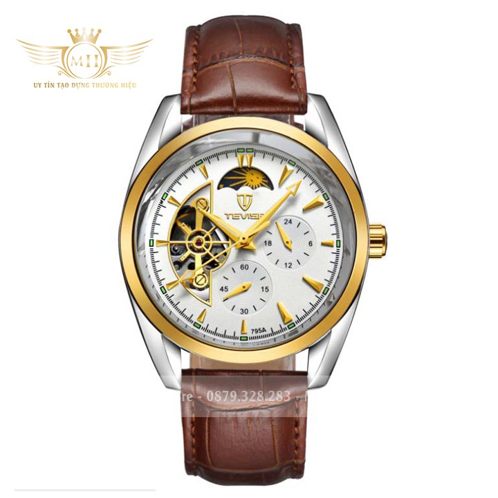 Đồng hồ cơ nam Tevise 795A chính hãng dây thép không gỉ, cơ automatic lộ máy chạy 5 kim đẹp giá rẻ [Tặng tháo dây] | BigBuy360 - bigbuy360.vn