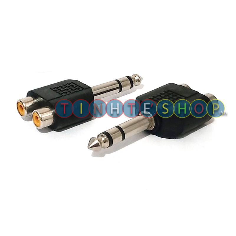 Jack 6ly stereo ra 2 hoa sen - Đầu chuyển 6.5mm TRS sang 2 RCA R+L