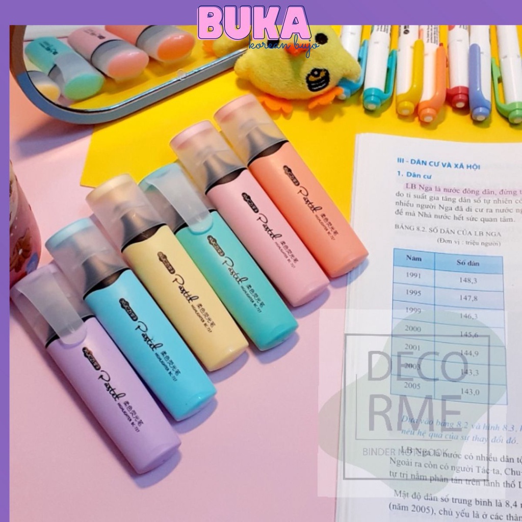 Bút Highlight Pastel BC727 Đánh dấu nhiều màu dùng để trang trí sổ bullet journal Lẻ 1 Bút
