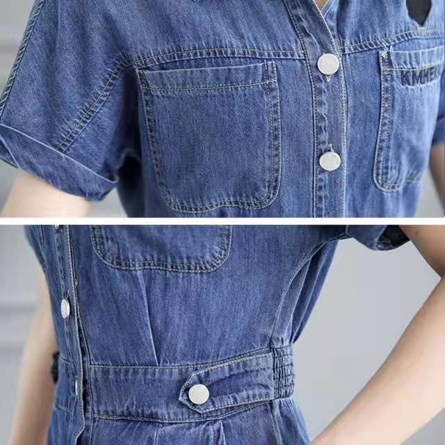 Đầm Denim Tay Ngắn Ôm Eo Phong Cách Thời Trang Mới 2022 Dành Cho Nữ