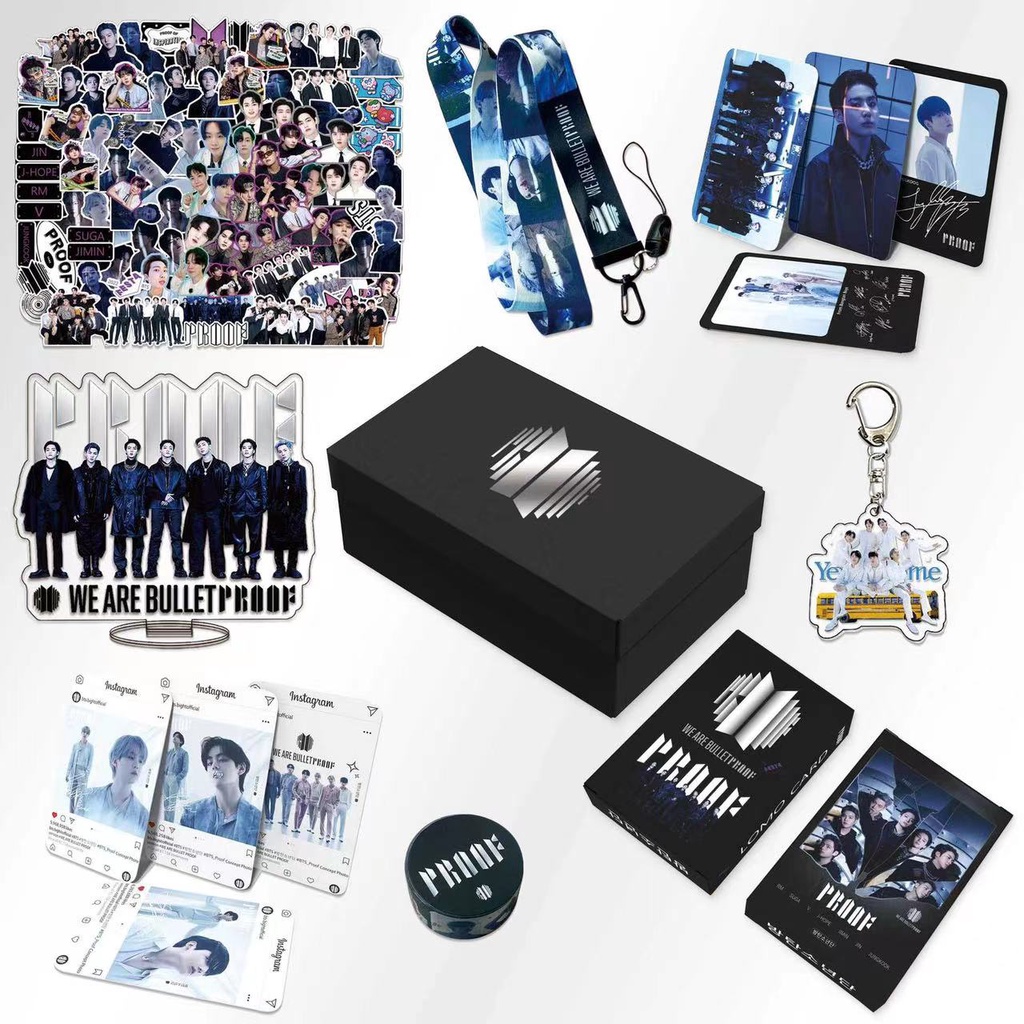 &lt;Proof&gt;Hộp quà tặng hình dán+móc khóa+mô hình đứng album BTS làm quà sinh nhật