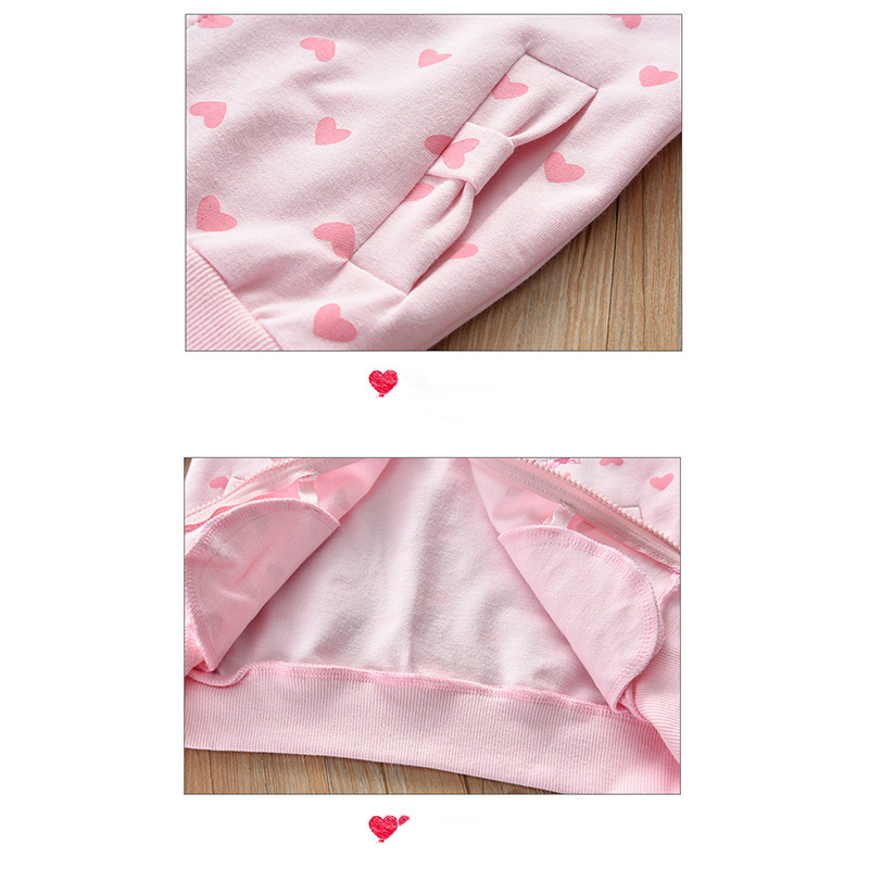 Áo khoác thời trang có mũ trùm đầu tay dài in hình trái tim đáng yêu dành cho bé gái 1-10 tuổi