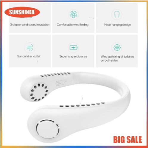FREE GIFT Quạt Đeo Cổ Mini Không Cánh Sạc USB Tiện Lợi quạt di động với ba tốc độ gió có thể điều chỉnh