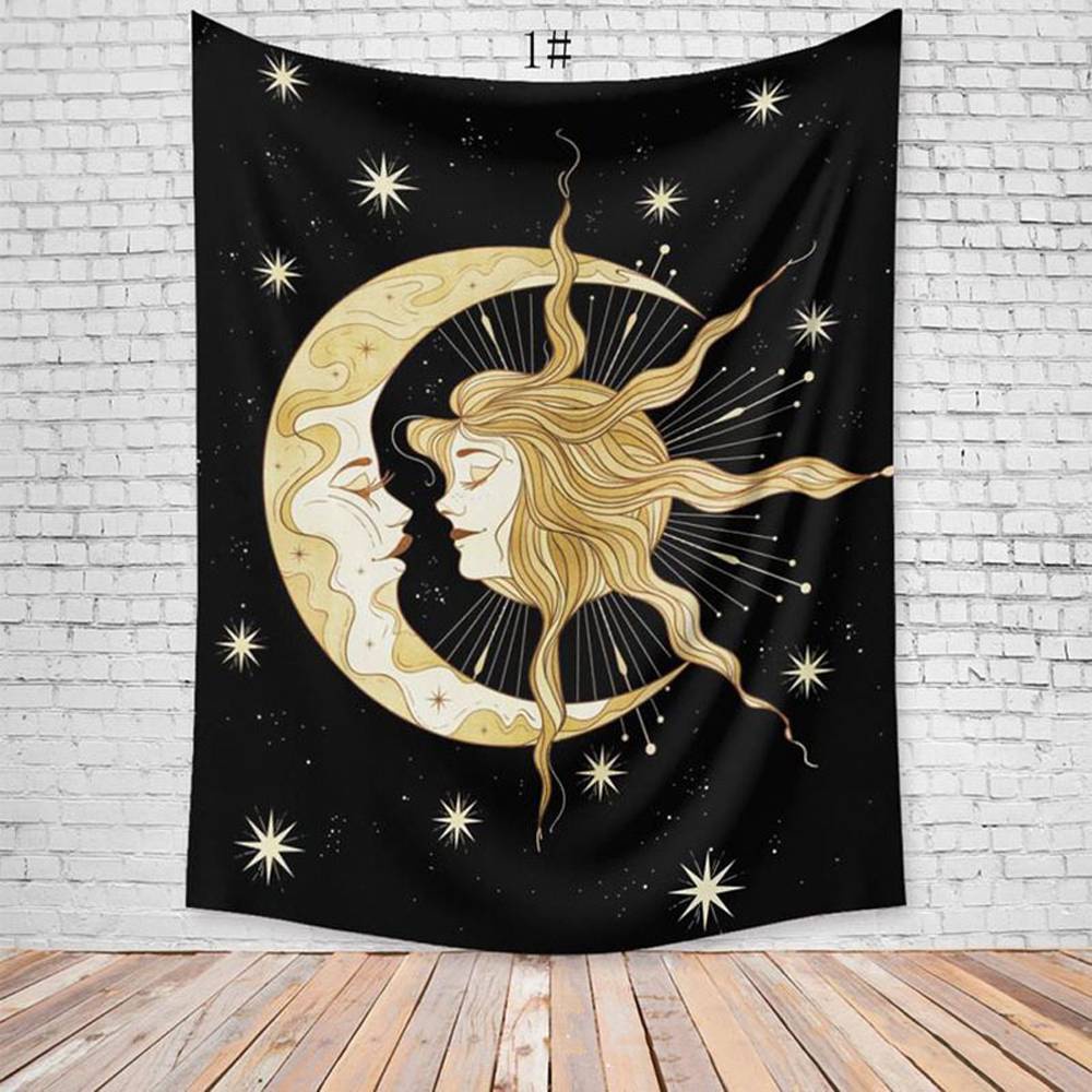 Sun and Moon Tapestry Witchcraft Background Cloth Background Wall Decoration Cloth Tapestries Psychedelic Home Art Décor